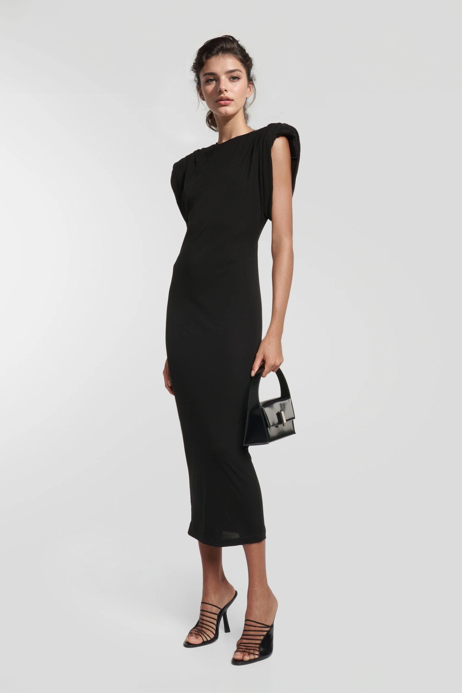 Stylish crew neck midi dresses designed for modern women.