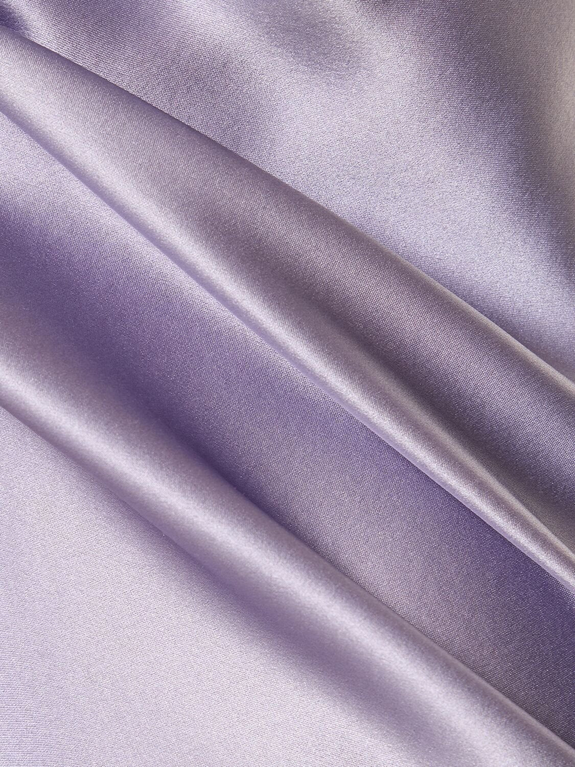 Purple satin dresses with elegant A-line silhouette