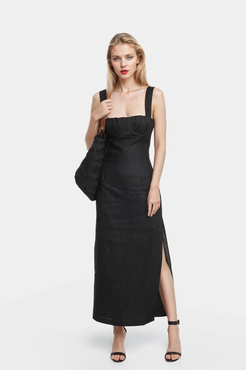 Lucy Linen Midi Dress  Designer Dress Made in Spain | FELIPE ALBERNAZ