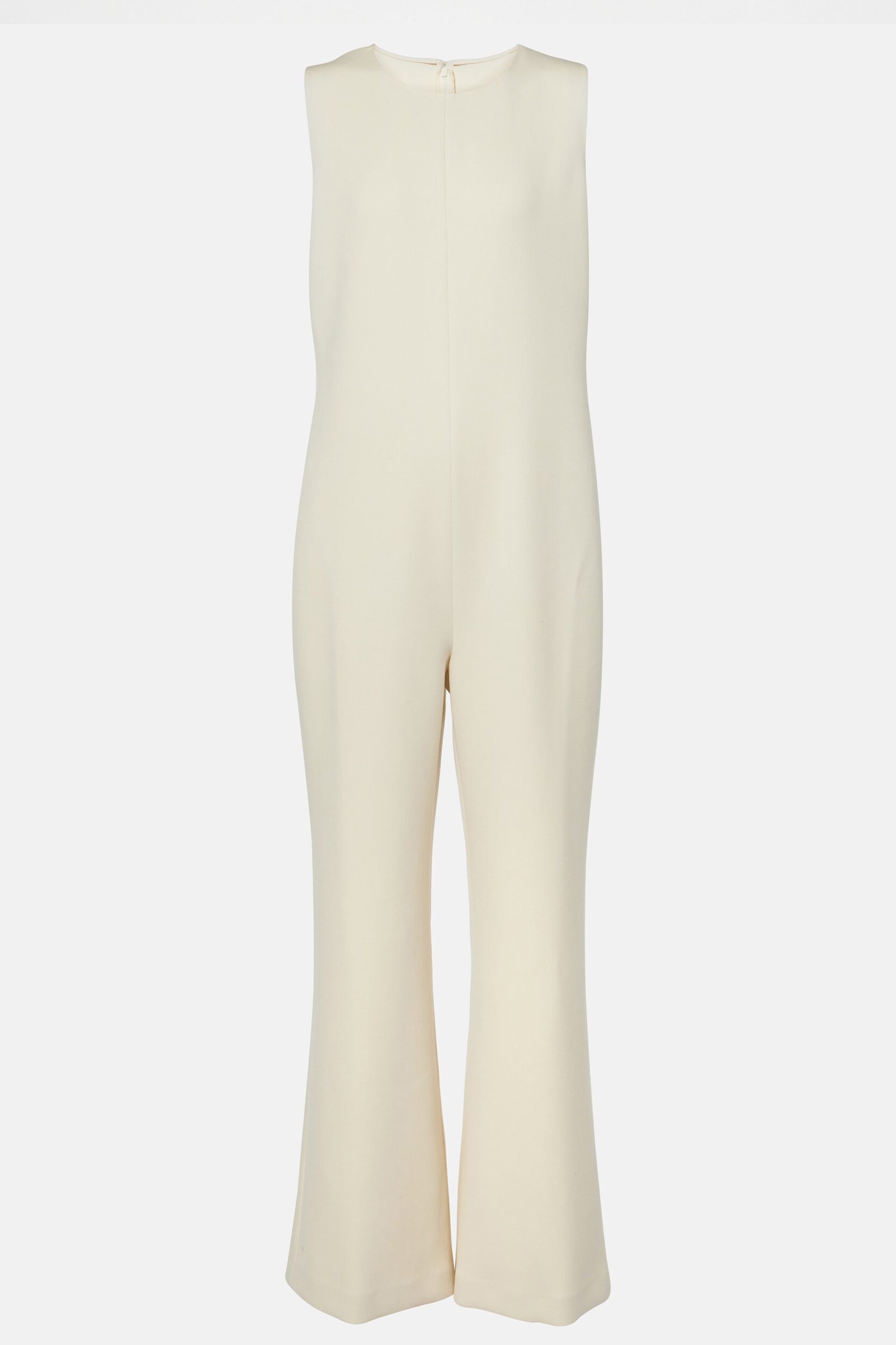 White sleeveless jumpsuit on a white background