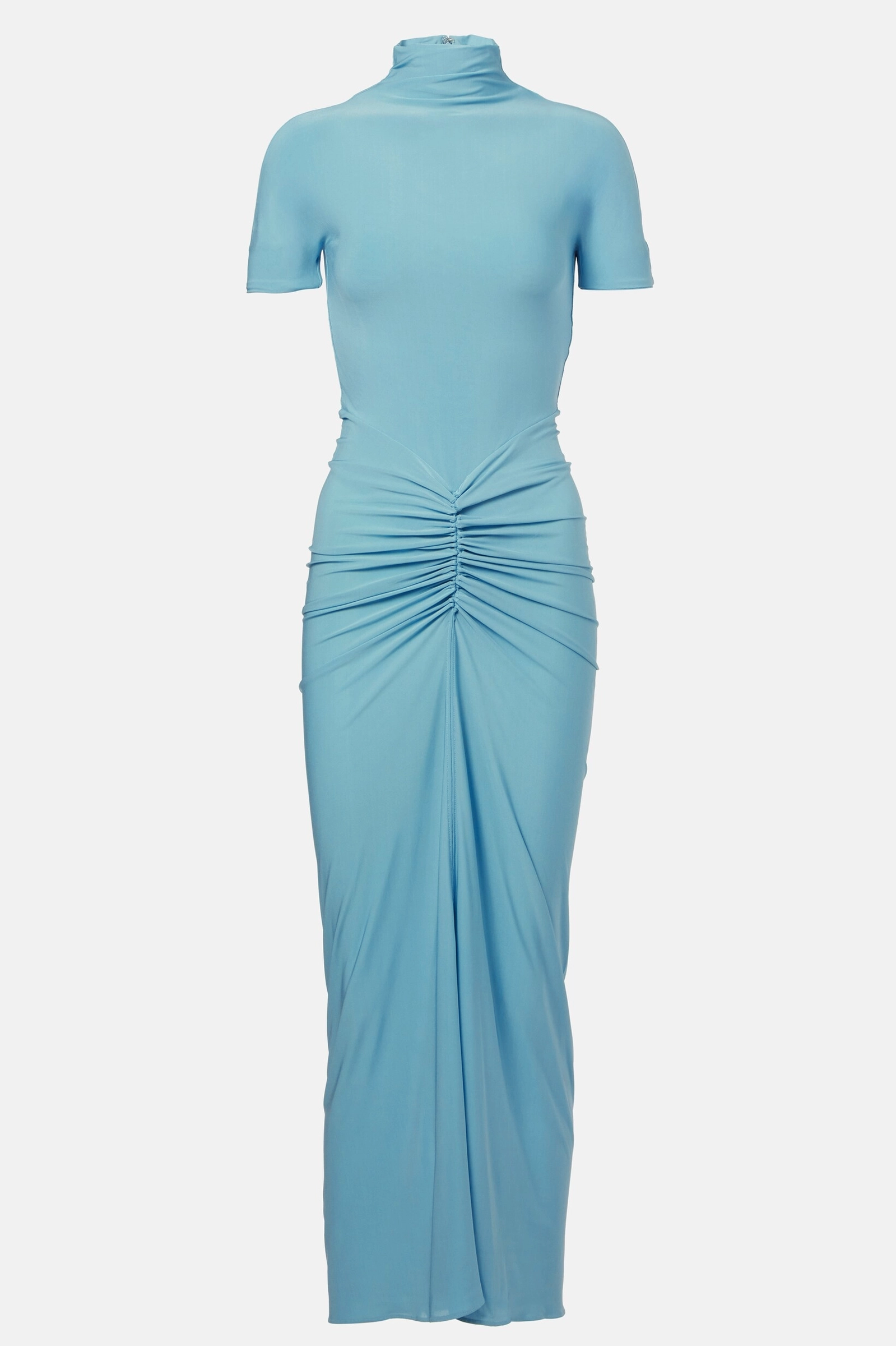 Draped Jersey Maxi Dress Cyan