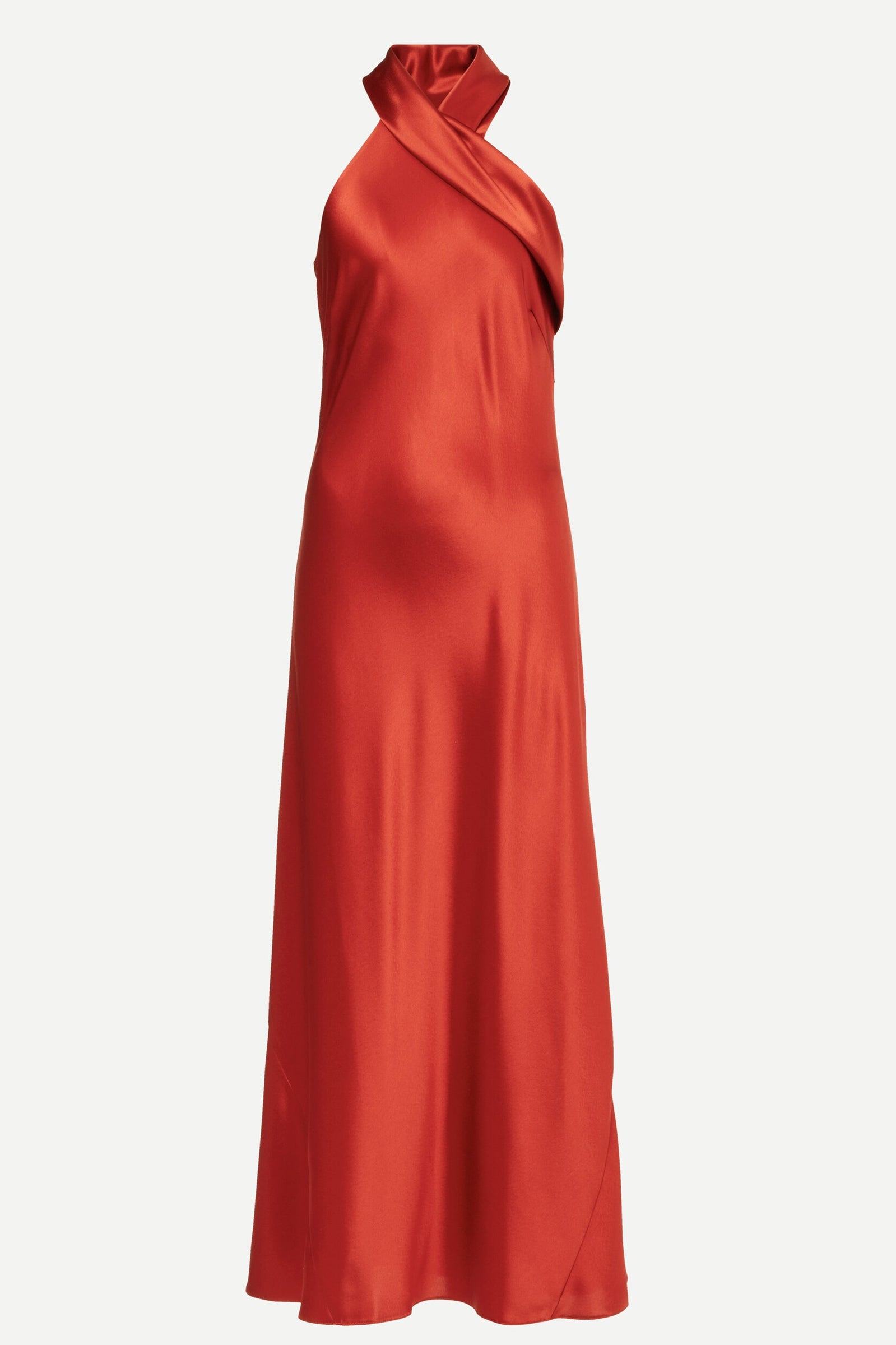 Red halter neck dress product
