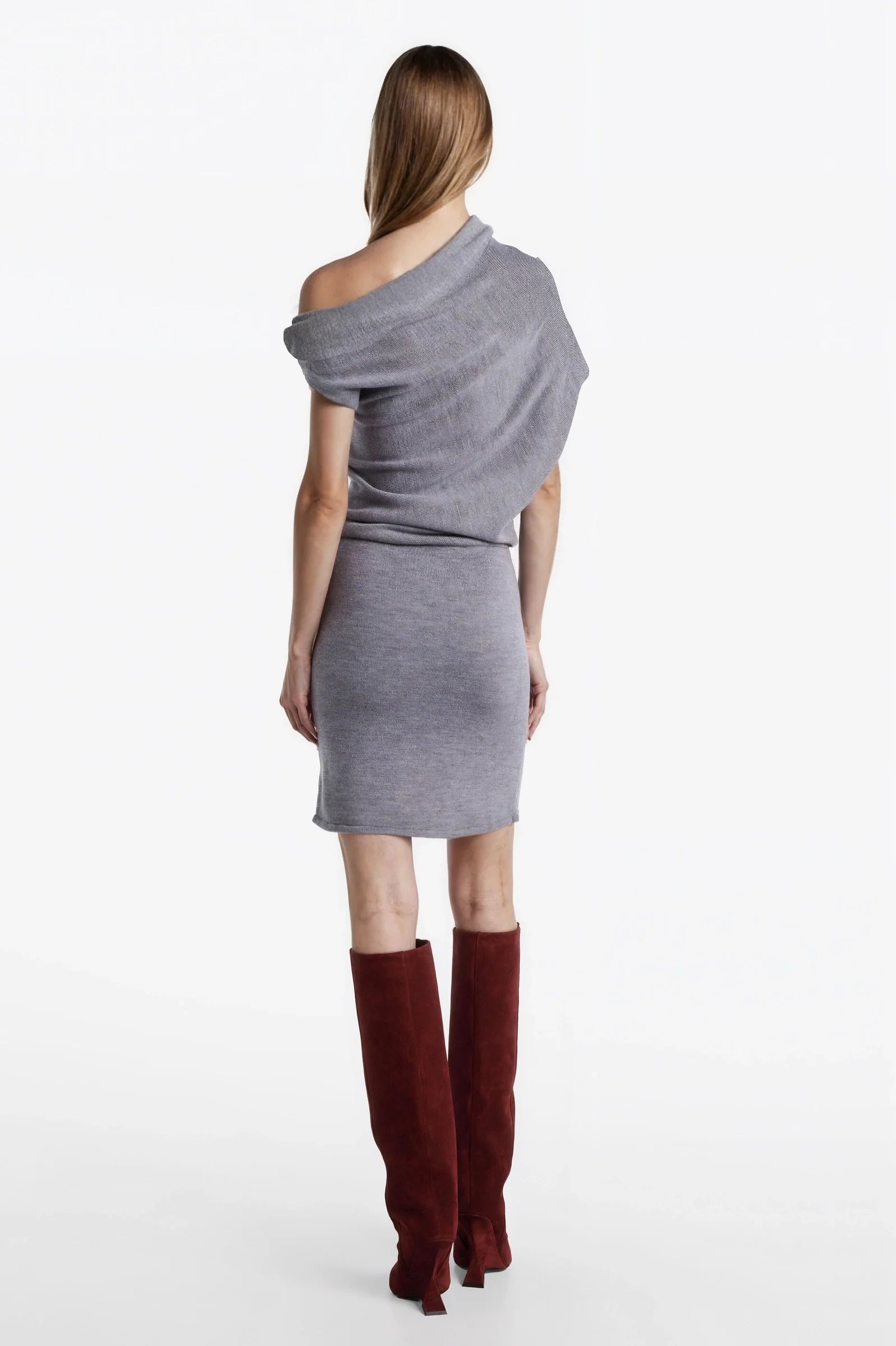 Asymmetric Knit Grey Mini Dress original