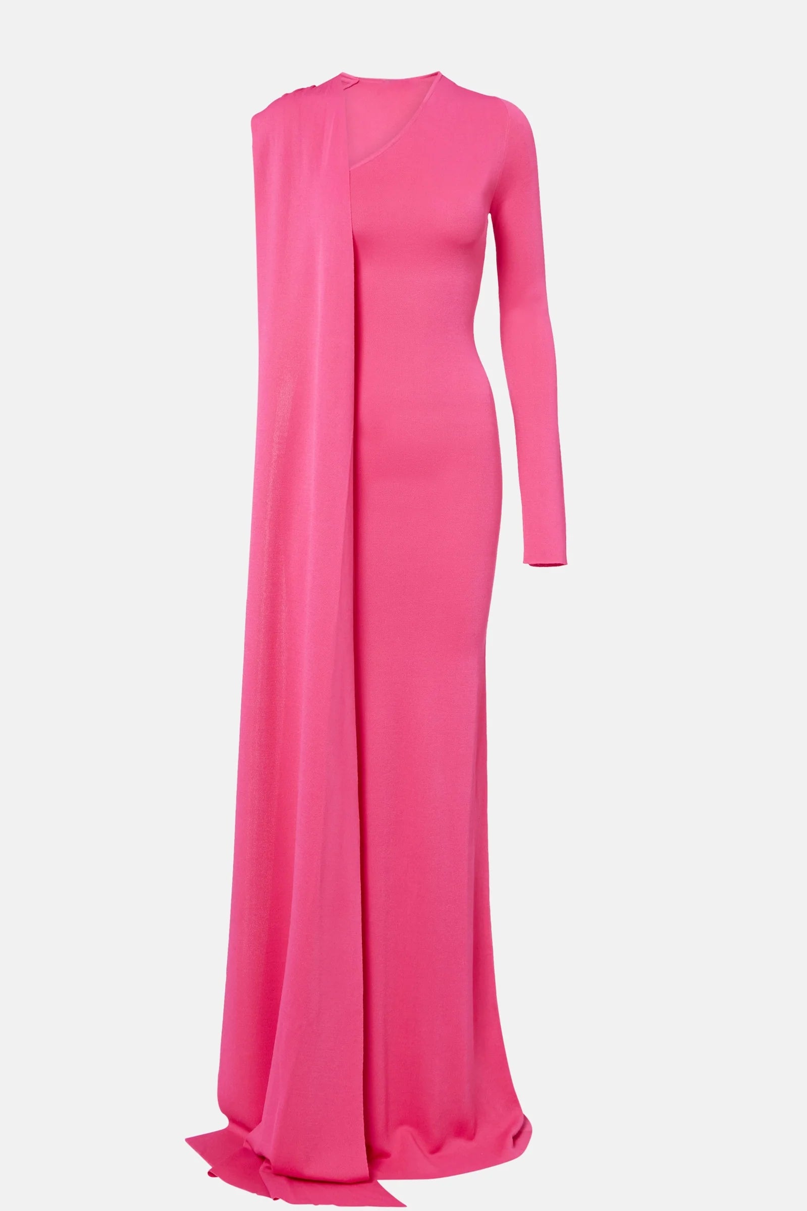 Pink one-sleeve maxi dress – full garment