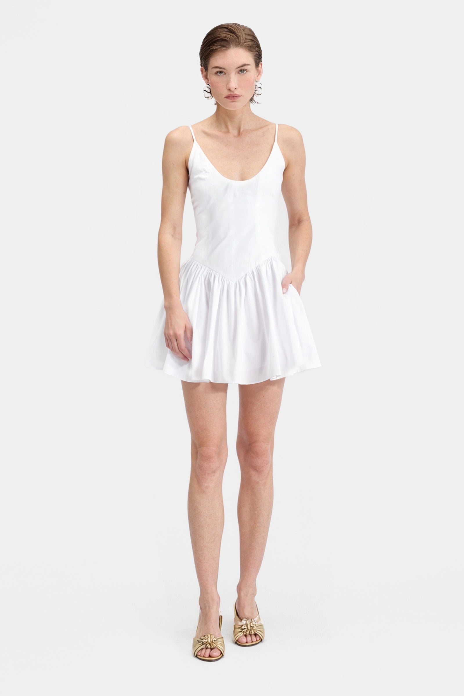 Poplin white dress A line