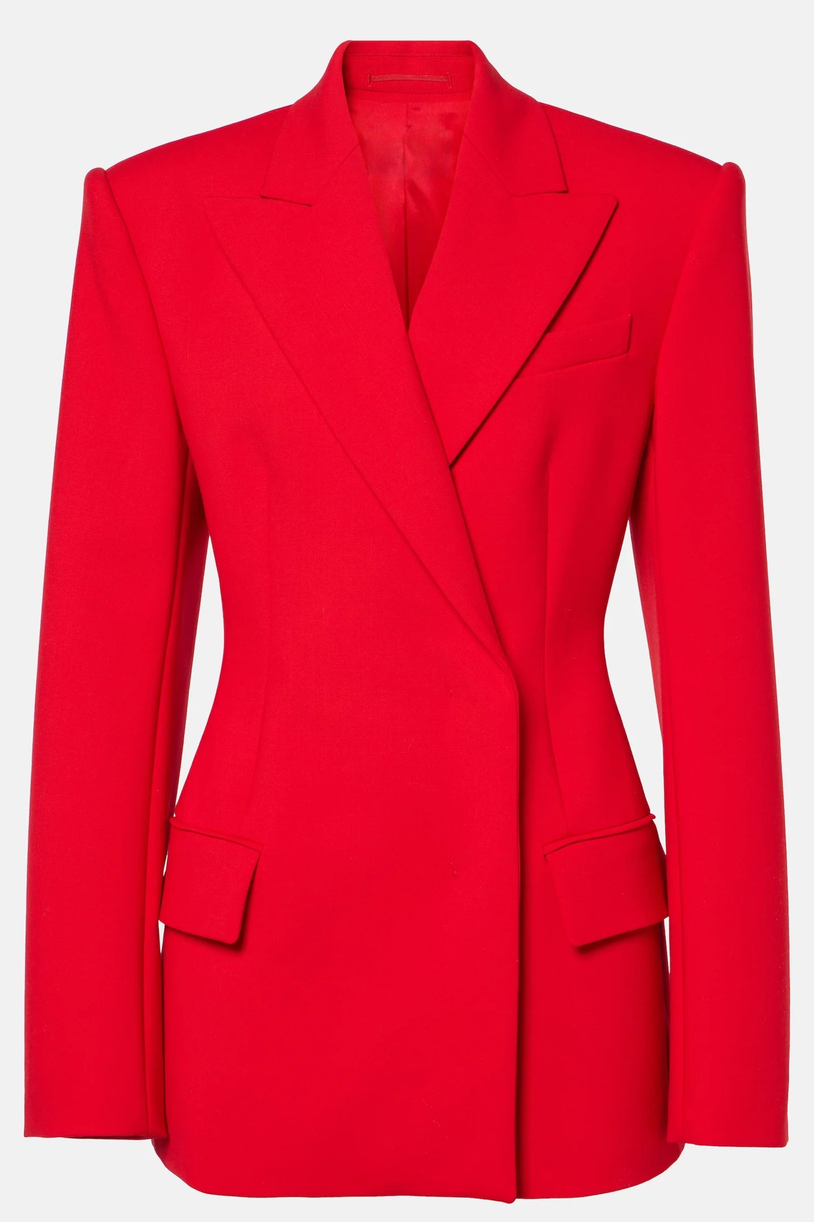 Red Double-Breasted Tailored Blazer