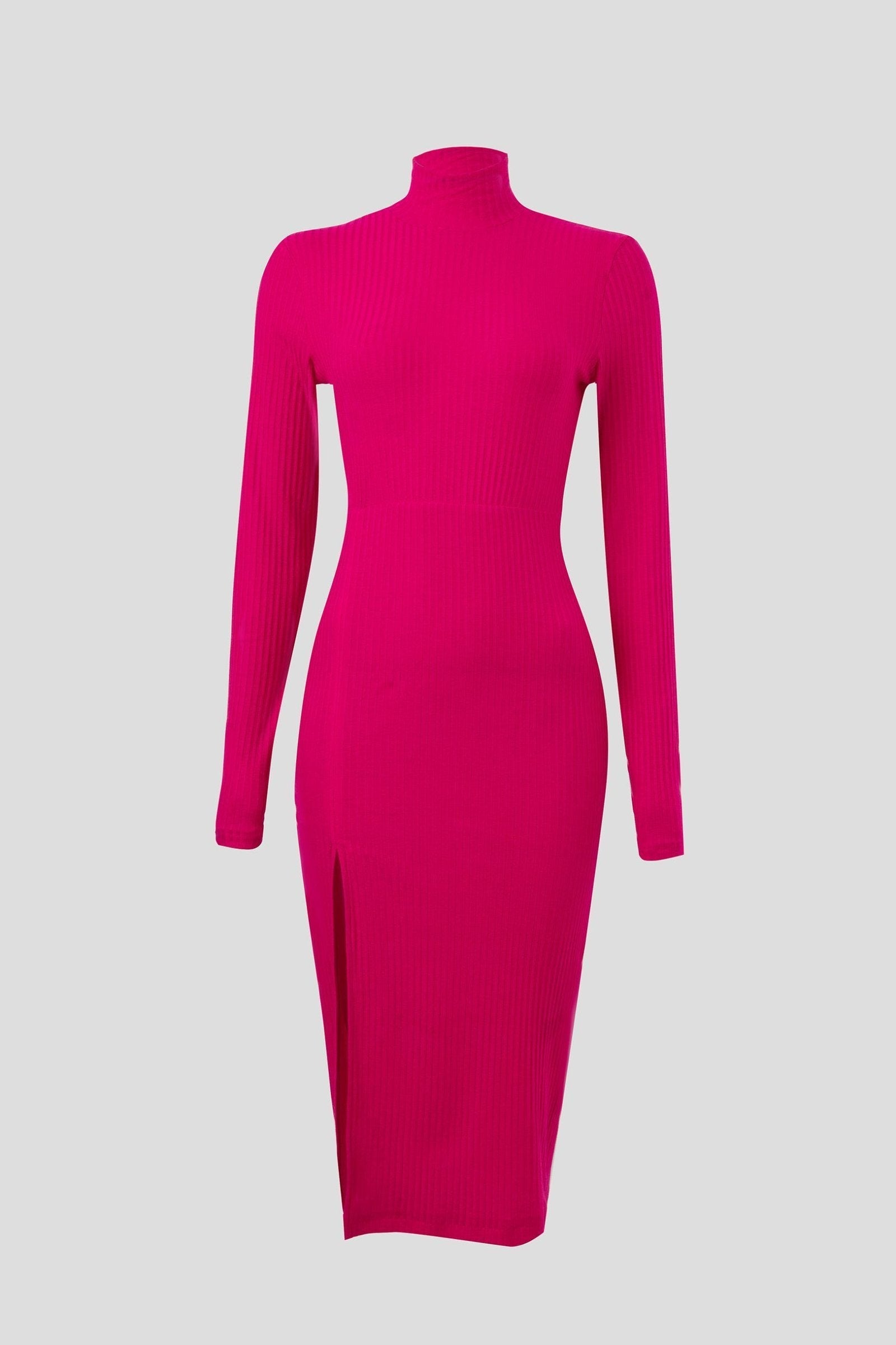fitted lace wedding dress Ramy Brook Marienne Ribbed Midi Dress - Pink Garnet main image 0