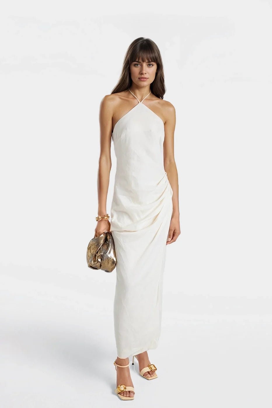 Liss Halterneck Linen Maxi Dress — Made in Spain
