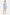 Model wearing a sky blue draped mini dress, front view, minimal background.