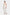 White halter peplum dress, front view, deep neckline, mid-length, model standing.