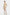 Elegant ruffle button dress, front view, model poses wearing gold heels, neutral background.