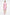 Model in pink flounce hem dress, front view, standing, wearing matching pink heels.