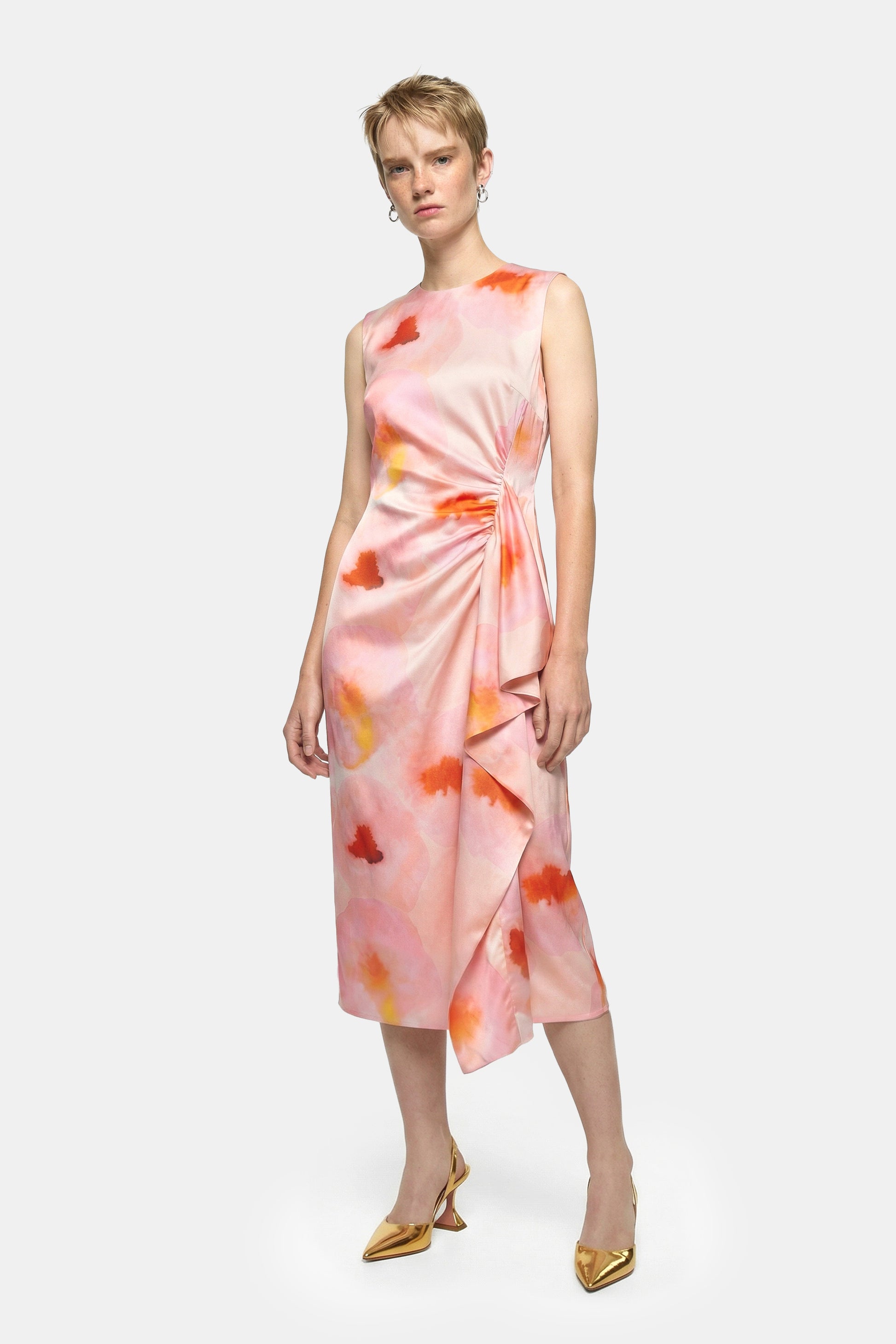 watercolor satin dress Andrea and Leo A1431 - Long Soft Satin Ballgown Dress