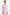 Front view of soft pink asymmetrical dress with long sleeves and fitted silhouette.