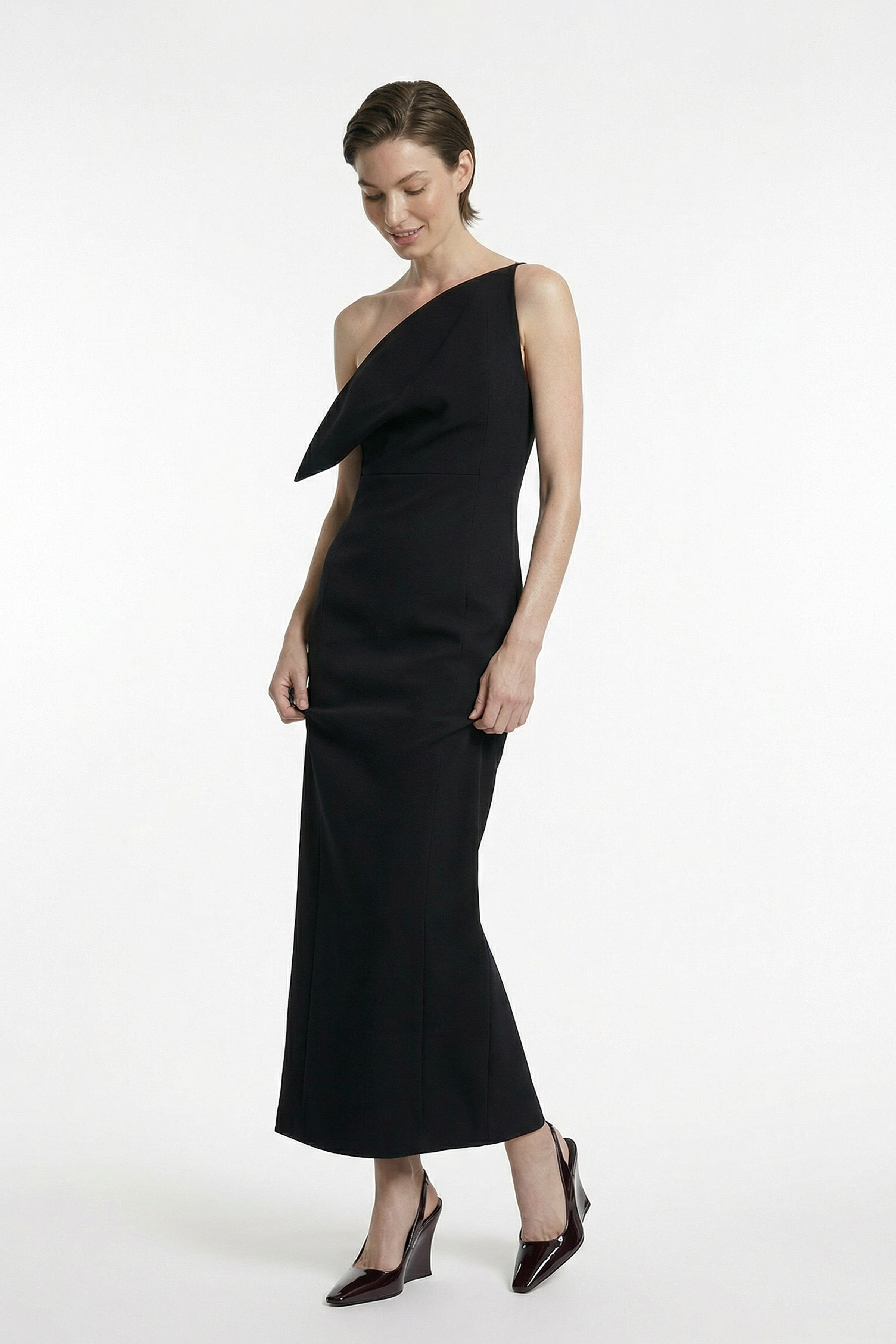 black v neck maxi dress with sleeves Ever-Pretty Deep V Neck Long Sleeve Sequin Evening Dress with Side Slit