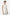 Front view of asymmetrical white dress with textured detail, model looking forward.