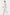 Model walking in an ivory tailored suit, front view, gold heels.
