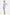 Sky blue draped mini dress, front view, with gold heels accent.