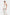 White halter peplum dress, front view, deep V-neckline, worn by model.