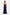 Back view of a navy ruffle hem gown with thin straps and elegant flow.