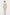 Back view of beige ruffle button dress, model standing in gold heels.