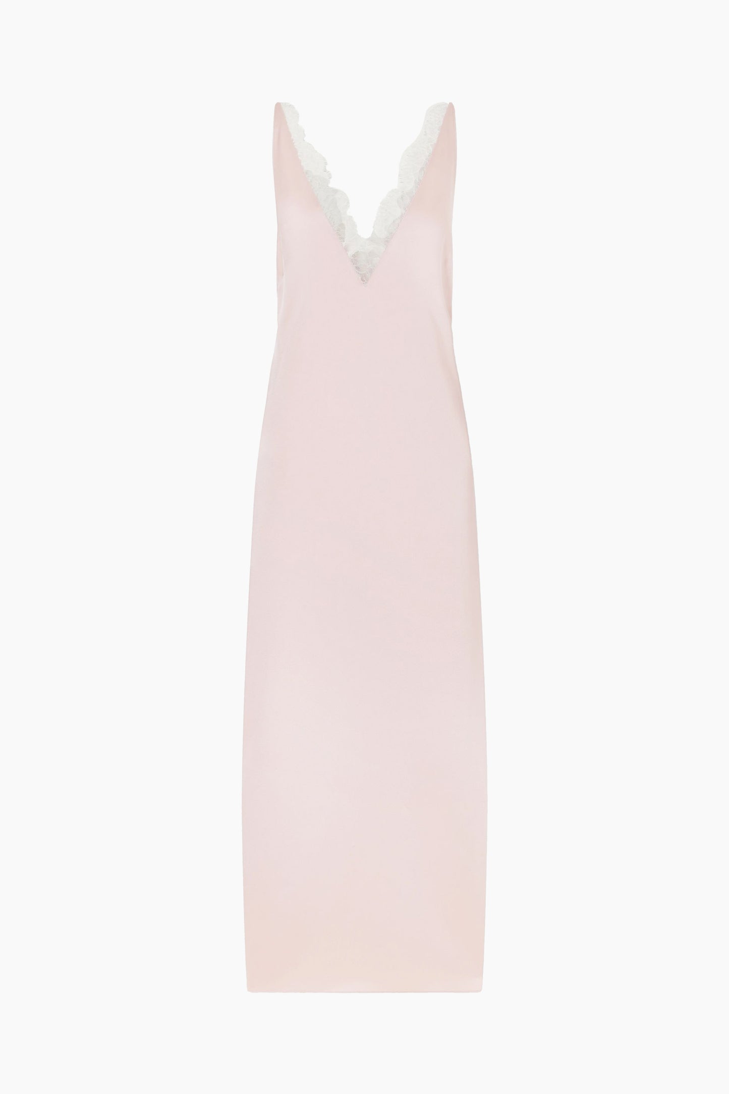 A blush lace slip dress.