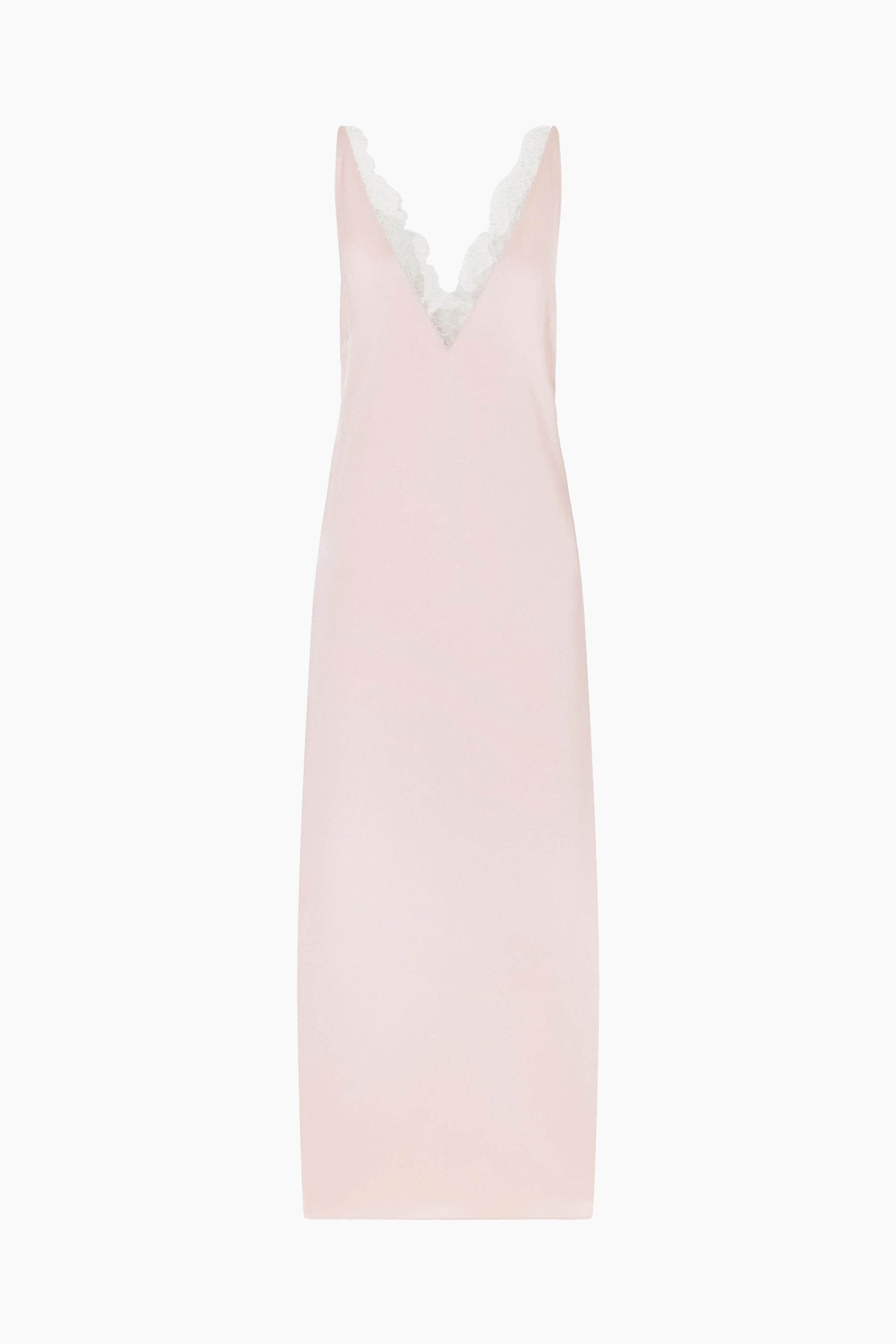 A blush lace slip dress.