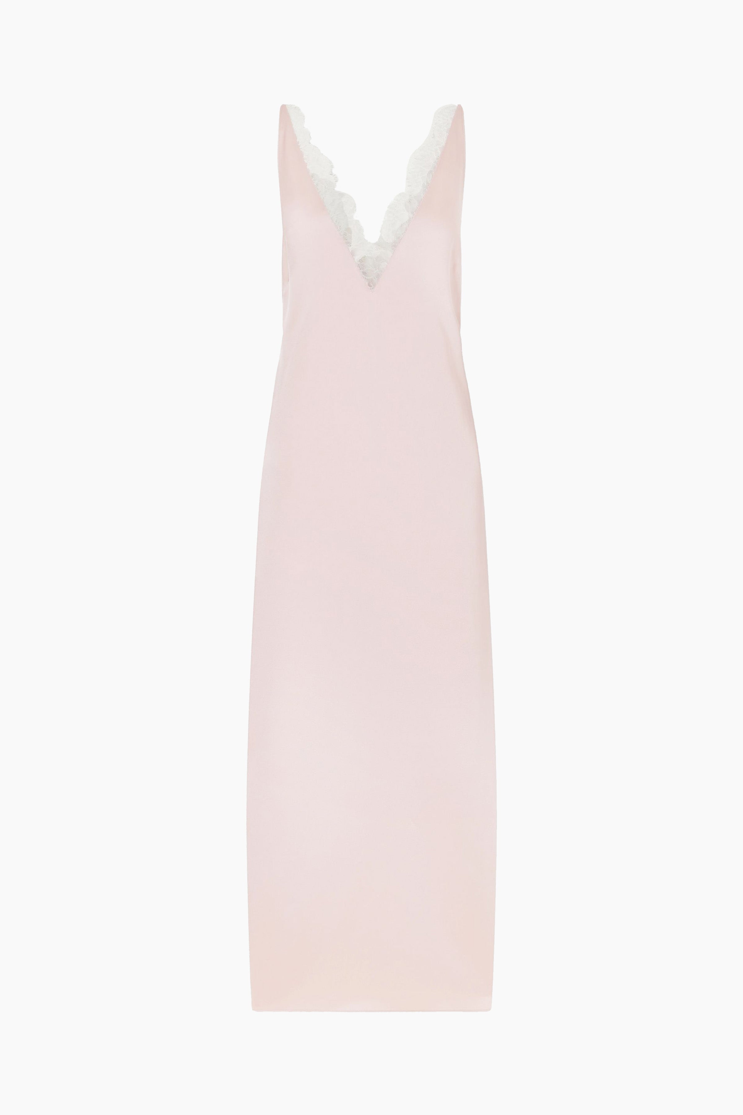 A blush lace slip dress.
