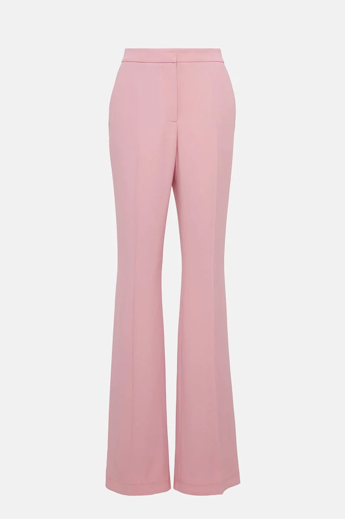 Julie High-Rise Crepe Flared Pants in pink with a stylish flared hem.