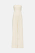 Elegant strapless off white jumpsuit with wide legs.