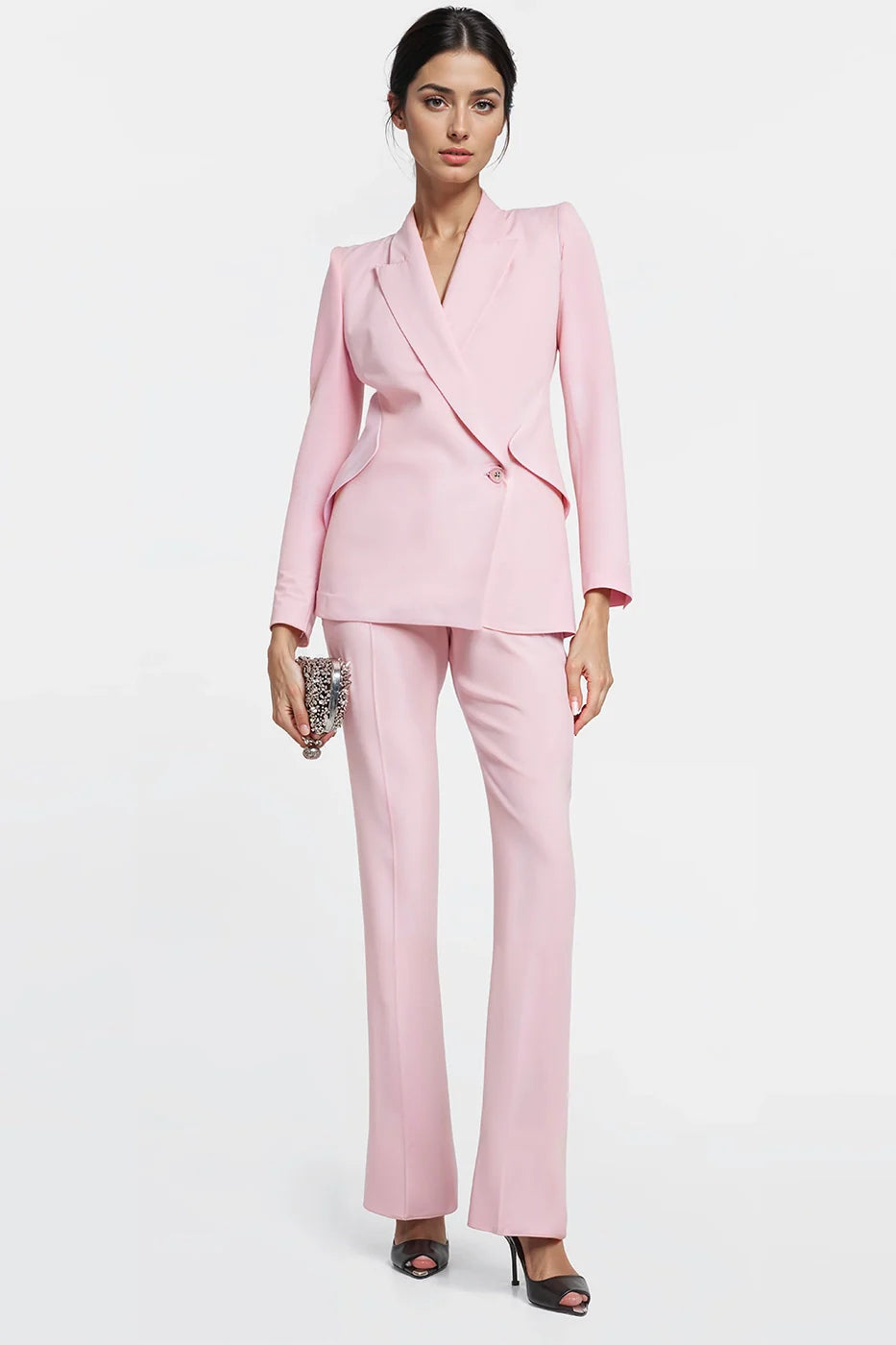 Sheila Pink Jacket in pastel pink with flattering front pockets.