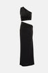 Elegant one-shoulder long black dresses with a dramatic cutout.