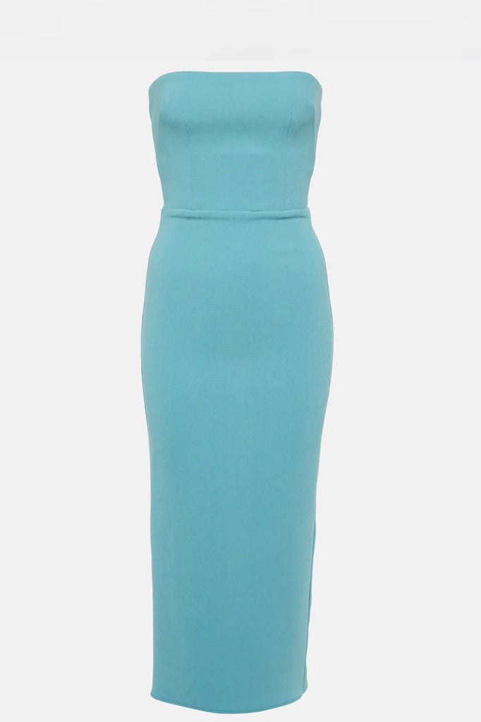 Camila Blue Midi Bustier Dress - FELIPE ALBERNAZ