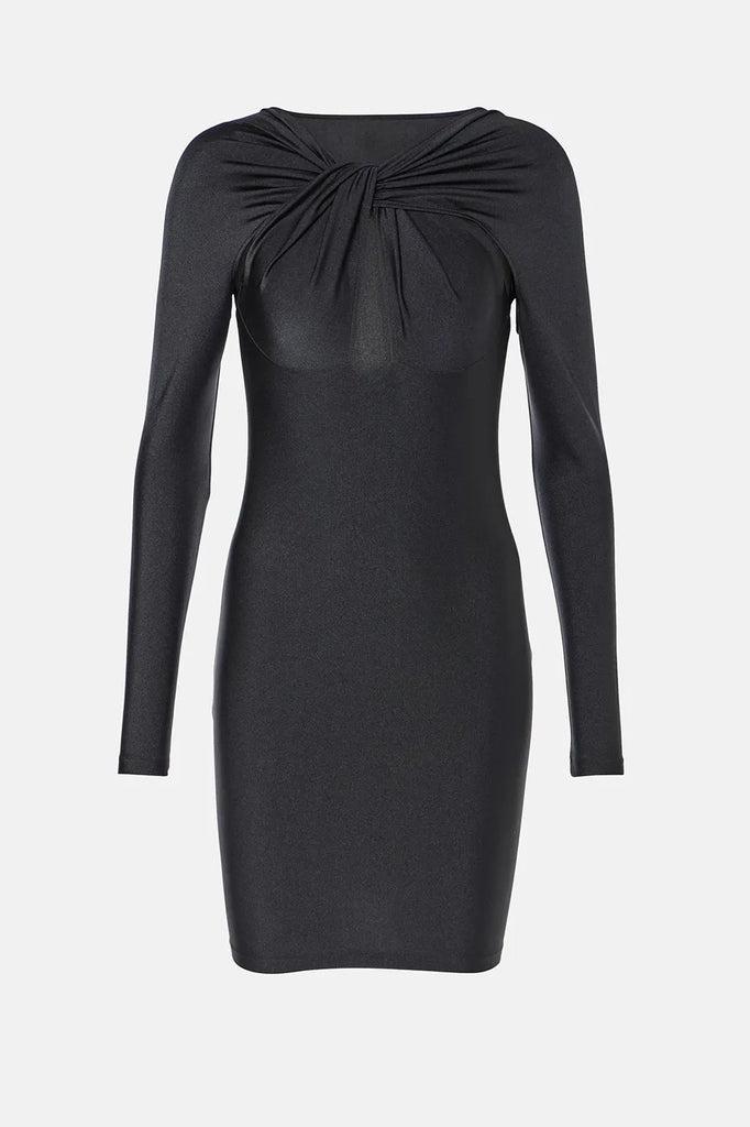 Fitted long-sleeve dresses crafted from soft stretchy jersey fabric.