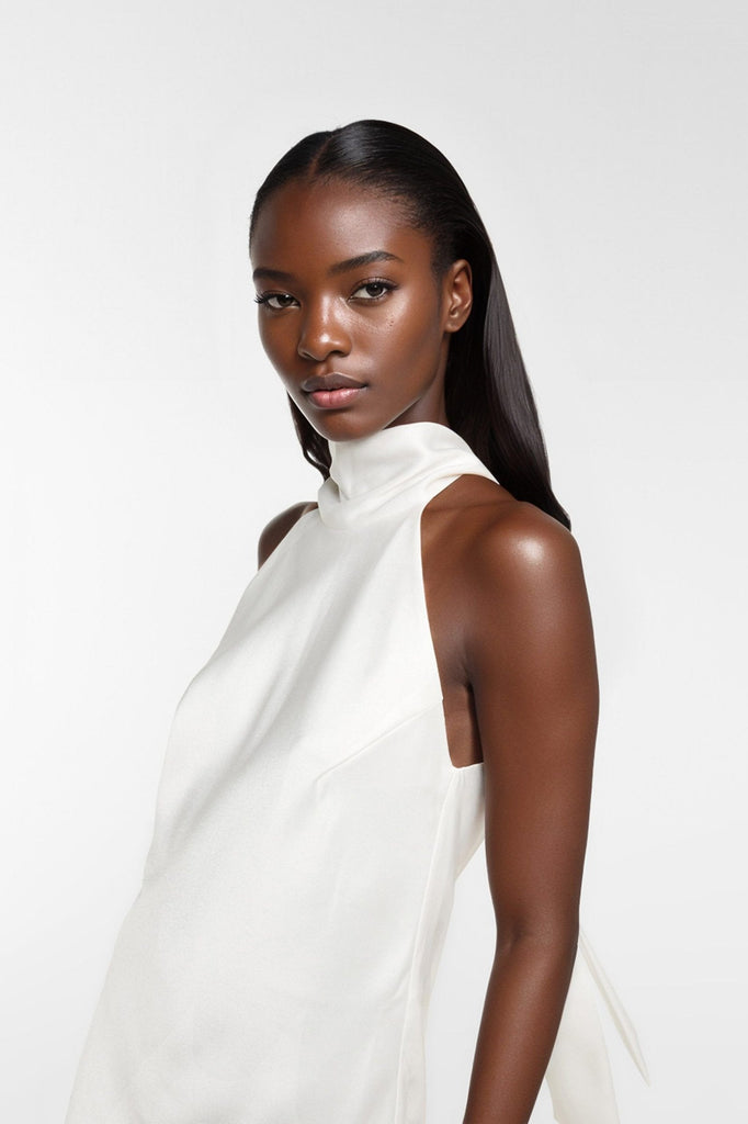 Satin Halterneck Dress - FELIPE ALBERNAZ