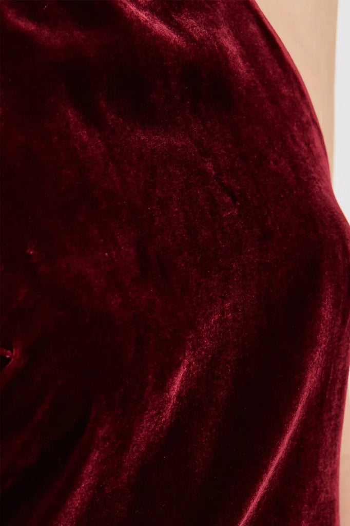 Burgundy Lucy Minidress with an elegant open-back velvet design