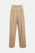 Pleated straight pants in beige, crafted from high-quality polyester crepe fabric.