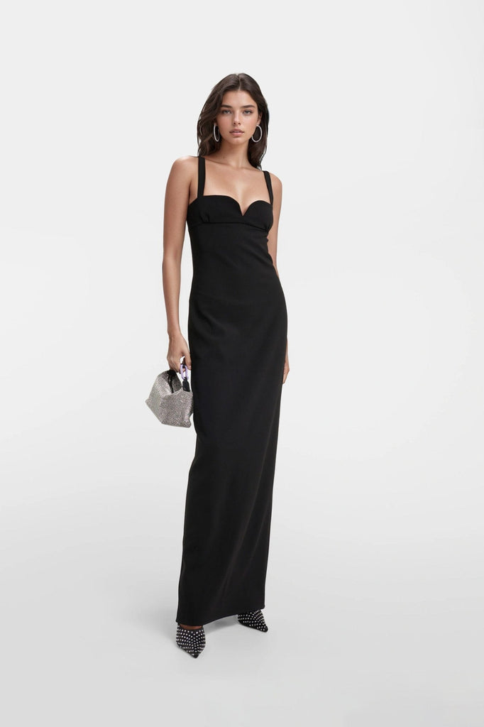 Stylish black maxi dresses with an alluring open back design, perfect for any occasion.