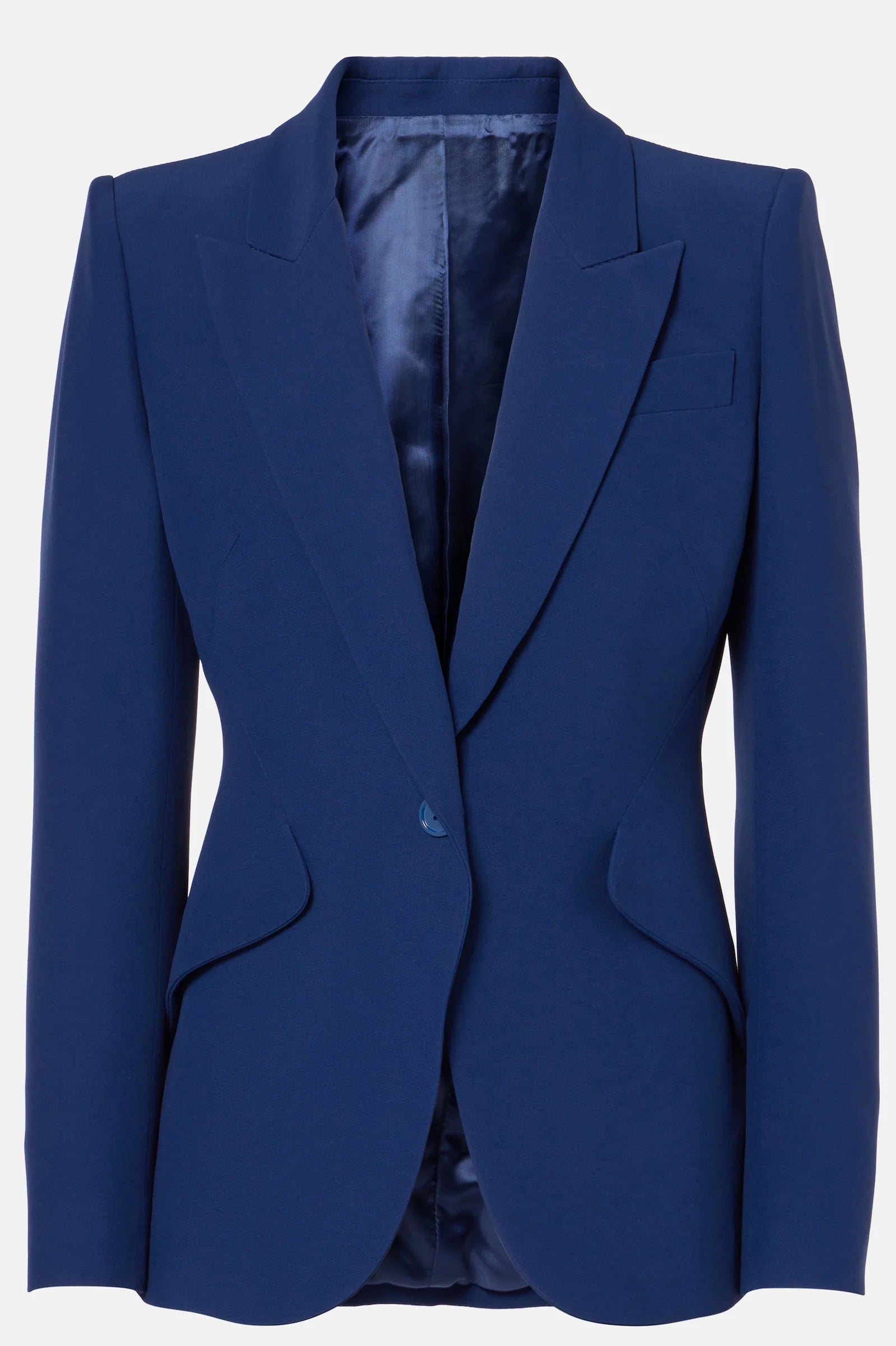 Blue tailored crepe blazer – studio product shot