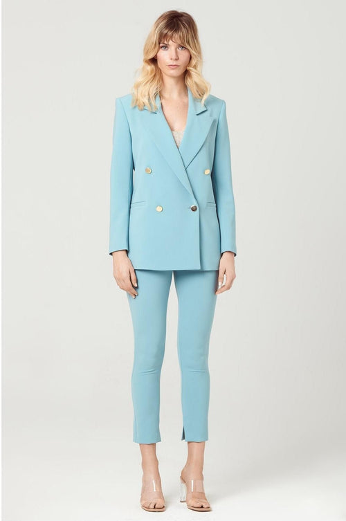 Stylish blue skinny tailored pants for women.