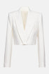 Elegant cropped white wool blazer with tailored fit.