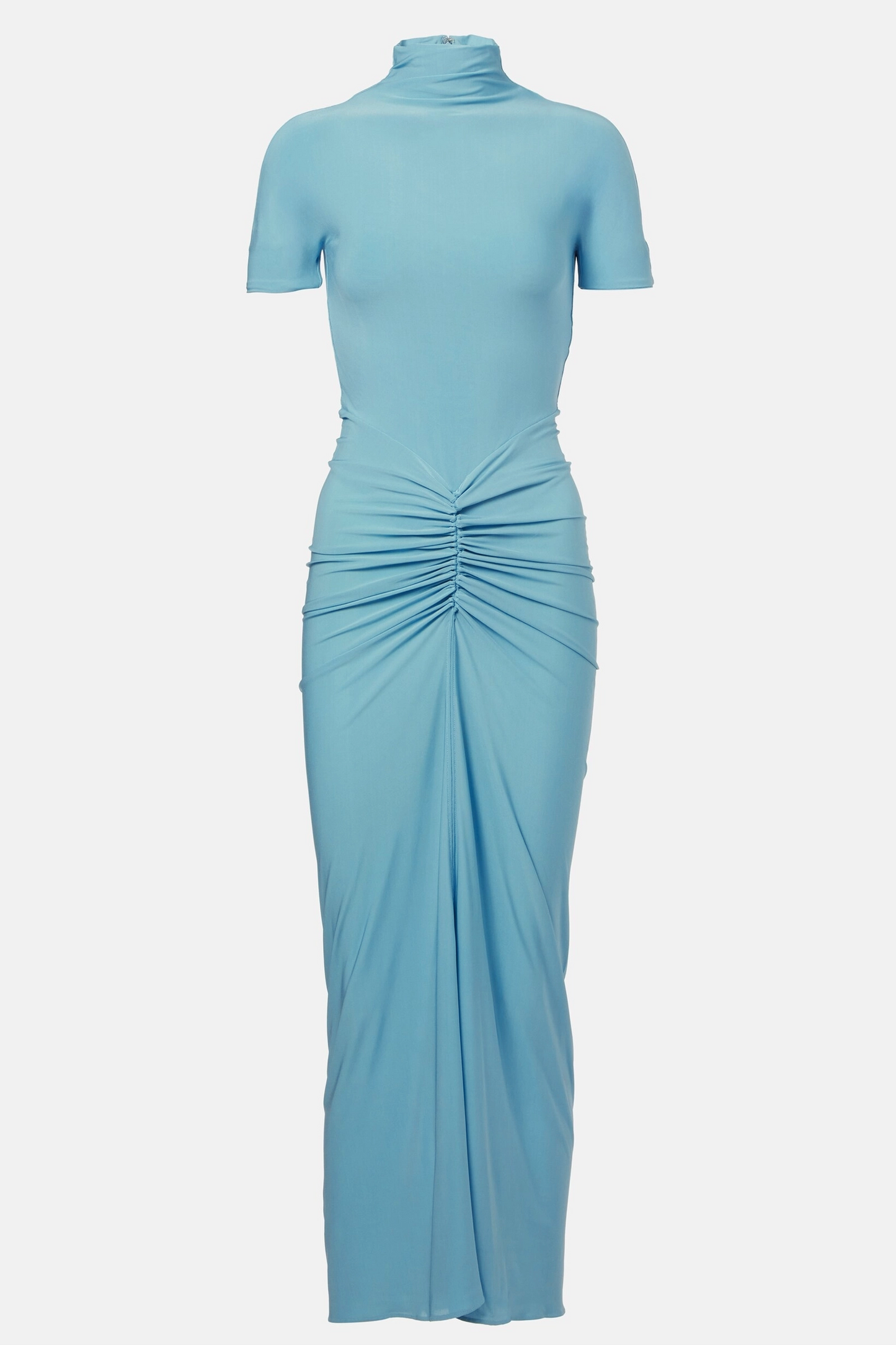 Vestido largo de jersey drapeado cian