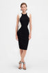 Front view of the Sculpted Contrast Bodycon Dress showcasing its color-block design.