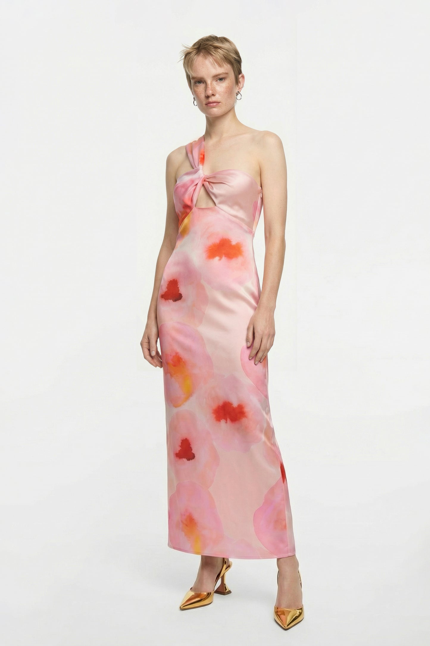 Watercolor One-Shoulder Dress