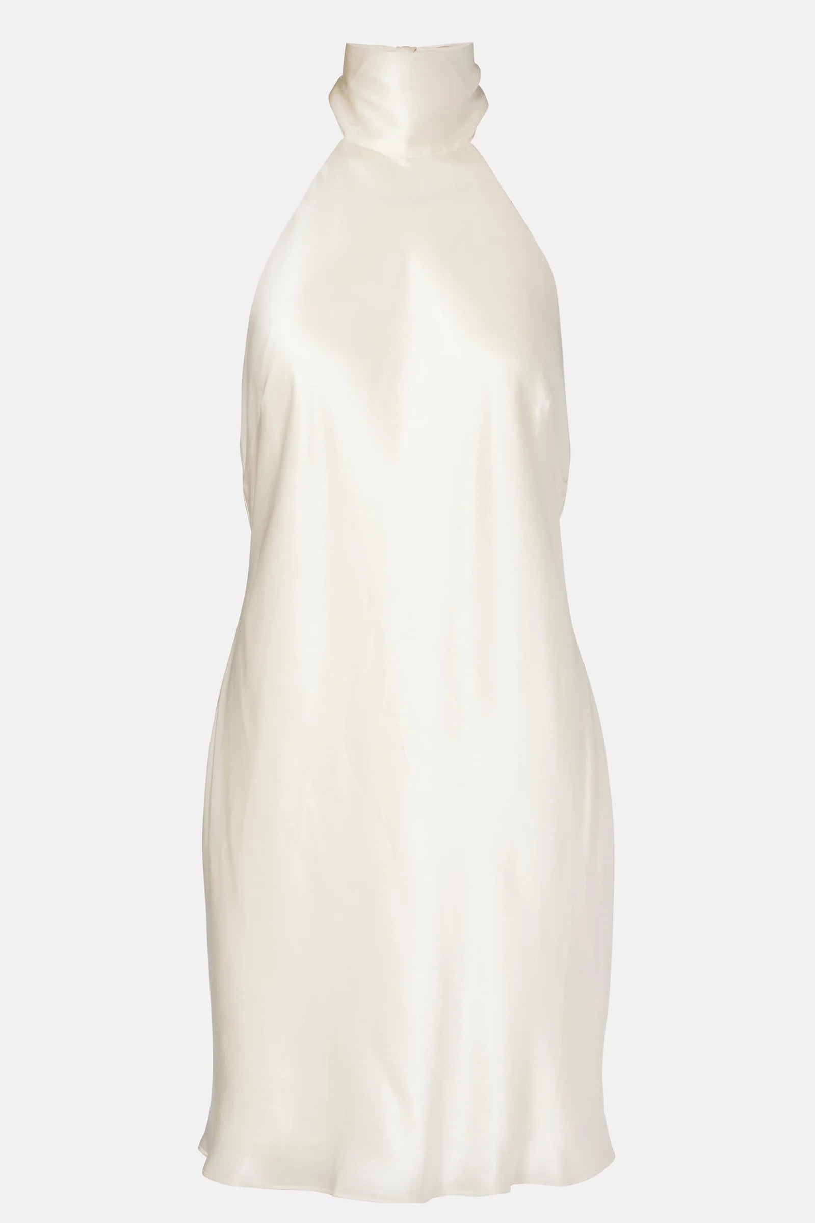 Cream Satin Halter Mini Dress