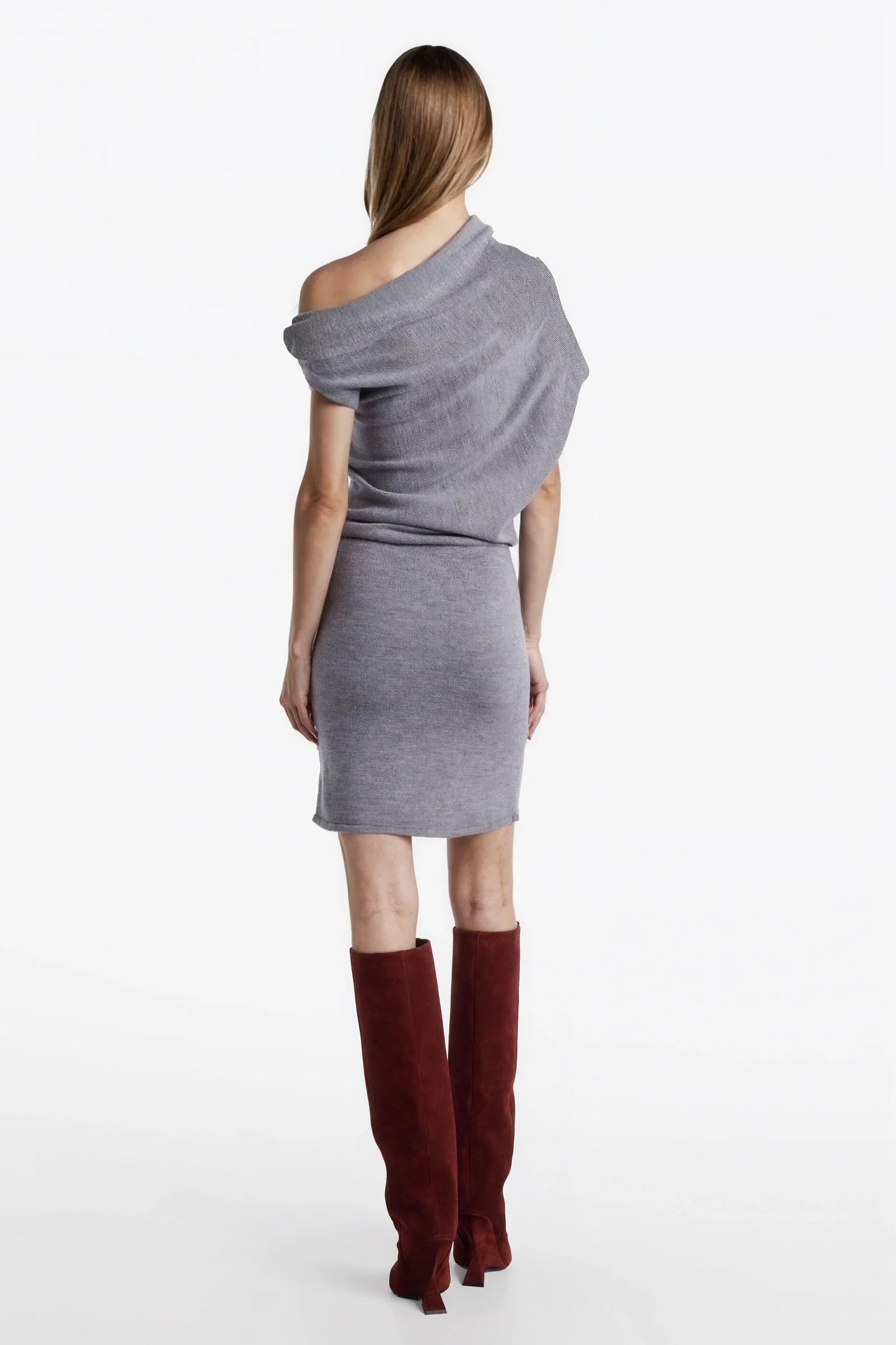 Asymmetric Knit Grey Mini Dress original