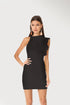 front view ruffle mini dresses in color black