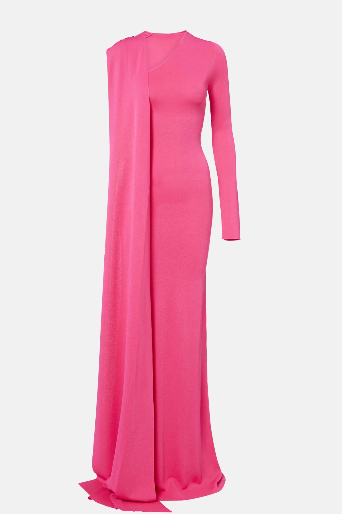 Pink one-sleeve maxi dress – full garment