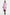 Model wearing asymmetric pink ruffle midi dress by Felipe Albernaz
