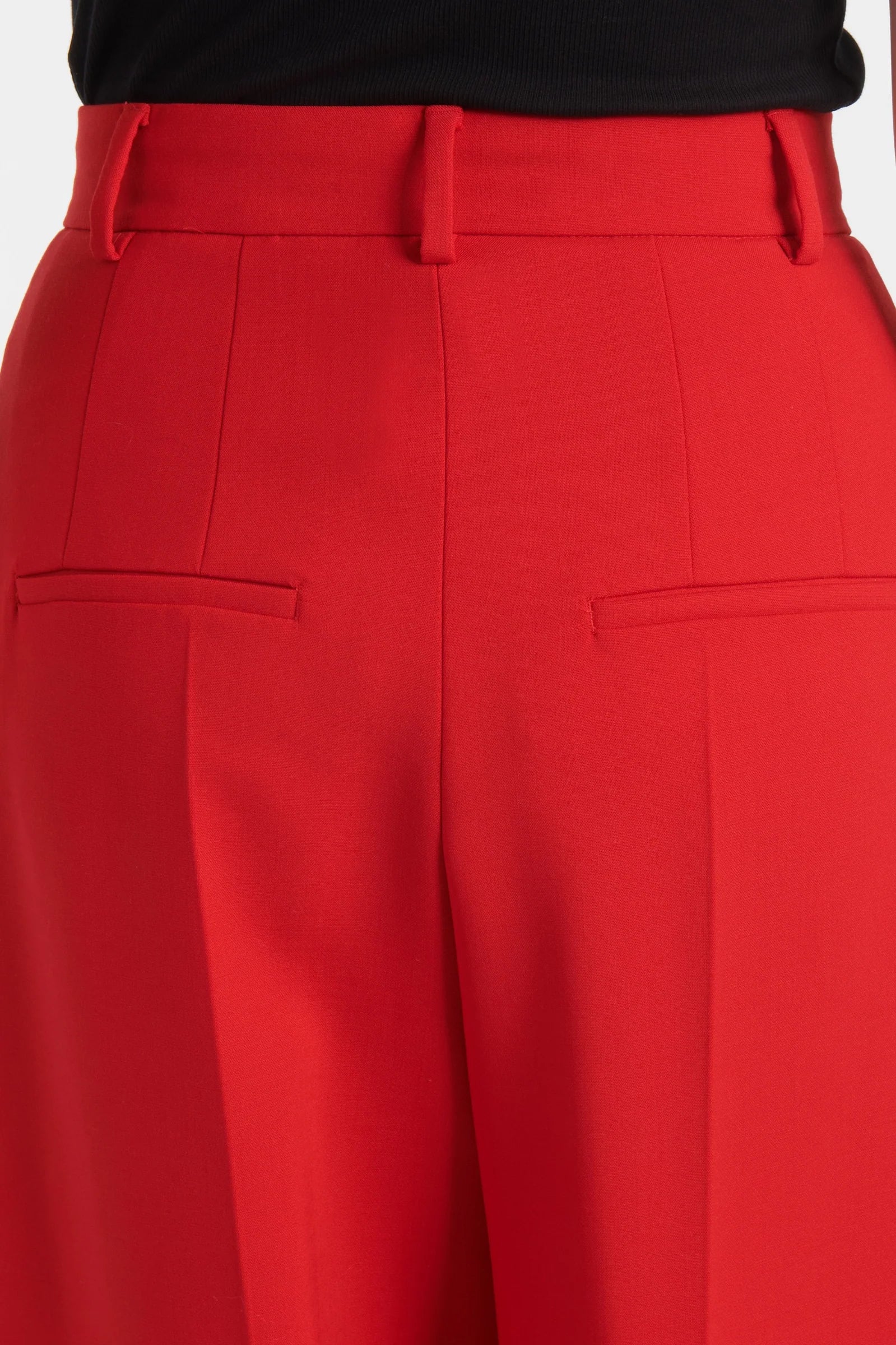 Red Tailored Wide-Leg Pants